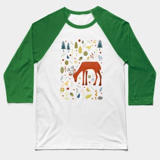 Deer and Forest Things Art Baseball T-Shirt